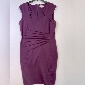 Calvin Klein Purple Ruched Sweetheart Sheath Mini Dress